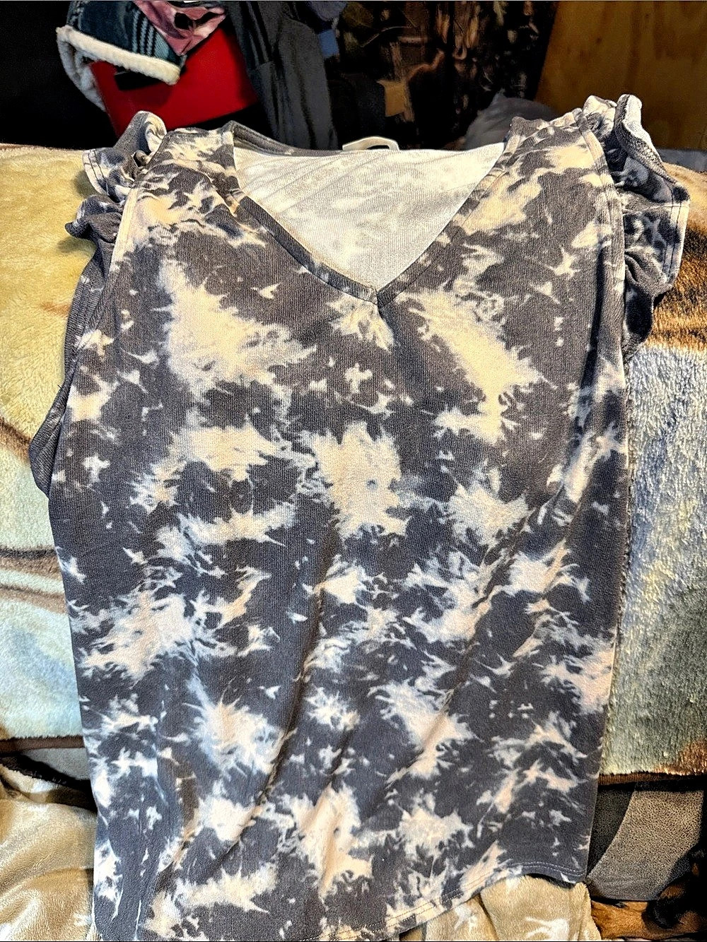 Twenty second Tie-Dye Tank Top in Gray & White